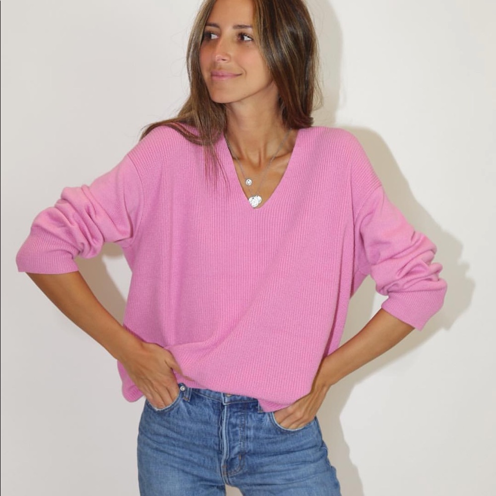 Something Navy Oversized Pink Sweater